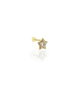 14 Ayar Altın Taşlı Sierra Tragus Küpe