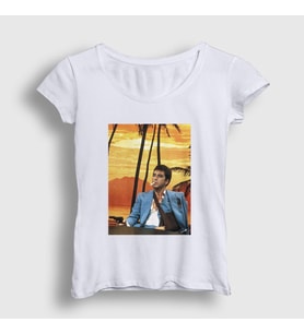 Presmono Kadın Beyaz Hawaii v2 Film Scarface T-Shirt 250962tt