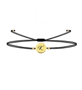 Alberaccessories 925 Ayar Gümüş Tasarım 14 K Gold Kaplama ip Örgü K Harf Şans Bileklik