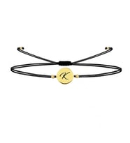 Alberaccessories 925 Ayar Gümüş Tasarım 14 K Gold Kaplama ip Örgü K Harf Şans Bileklik