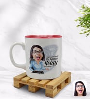 BK Gift Kişiye Özel Kadın Nihayetinde Karikatürlü İçi Kırmızı Renkli Kupa Bardak Model 2