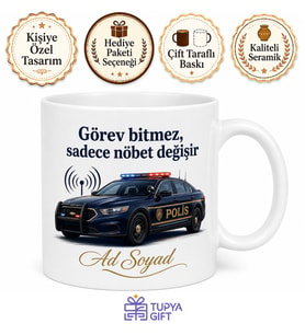 Polis Aracı Sürücüsü Telsiz Çağrısı Devriye Asayiş Kupa Bardak Hediye