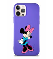 Apple iPhone 12 Pro Soft Premier Kapak Minnie Mouse-F Tasarımlı Silikon Kılıf - Mor (Şeffaf)