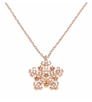 925 Ayar Gümüş Kar Tanesi Kolye, Pembe - Beyaz Taş