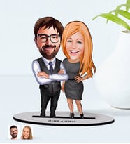 BK Gift Kişiye Özel İsimli Sevgililer Karikatürlü Ahşap Biblo Model-100