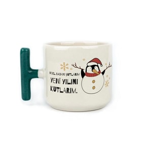Noel Babayı Şutlarım Baskılı Yeşil Kulplu T Yılbaşı Kupası