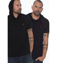 Dewberry Erkek Pamuklu Kapüşonlu Tişört 2'li Set Lacivert-Siyah T8570 Günlük Giyim, Casual Stil, Şehir Stili