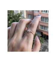 Oval Zirkon Taşlı Rose Yüzük