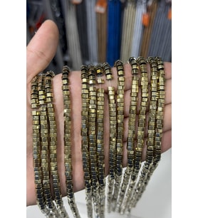 Hematit Taşı Altıgen Kesim Parlak Antik Sarı 6x3mm Doğal Taş Dizi