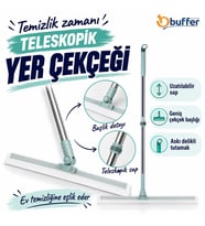 Durukar® Teleskopik Oynar Başlıklı Cam,Zemin Silme Aparatı Çekçek