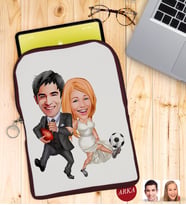 BK Gift Kişiye Özel Sevgililer Karikatürlü Taşınabilir Koruyucu Tablet Kılıfı & Organizer Çanta - Bordo-15