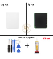 Samsung Galaxy Z Flip 4 Beyaz Renk Arka Kapak + Tamir Seti + B7000 Yapıştırıcı Arka Cam Batarya Kapağı Pil Kapağı Lazer Kesim Back Cover Galaxy Z Flip 4 Uyumlu