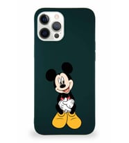 Apple iPhone 12 Pro Max Soft Premier Kapak Mickey Mouse-A Tasarımlı Silikon Kılıf - Yeşil (Şeffaf)