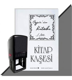Kişiye Özel  Çerçeveli 8 Tarihli Kitap Kaşesi (Siyah)
