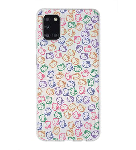 Samsung Galaxy A31 Uyumlu Kapak Hello Kitty Tasarımlı Şeffaf Silikon Kılıf