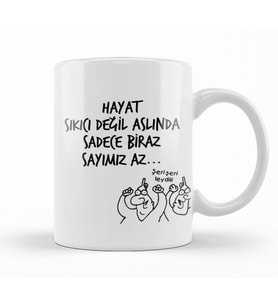 Karikatür Hayat Sıkıcı Değil Aslında Sadece Biraz Sayımız Az Kupa Bardak Porselen
