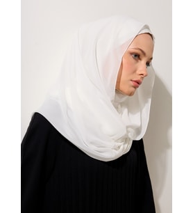 Eşarp - Şifonlu Şal - Beyaz