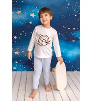 Pia Baby Premium %100 Pamuk İsme Özel Çocuk Pijama Takımı 1-8 Yaş 5086-14 (Mavi)