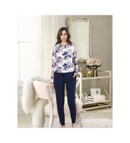 Jiber Kadın Yuvarlak Yaka Kışlık Pijama Takımı 10089 - 1 Adet (Lacivert)