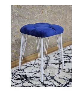 Kare Beyaz Boyalı Telli Ayaklı Tabure - Oturak - Bar Taburesi - Ayaklı Tabure Mavi Renk 33 x 48 Boyut/Ebat (Çok Renkli)