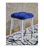 Kare Beyaz Boyalı Telli Ayaklı Tabure - Oturak - Bar Taburesi - Ayaklı Tabure Mavi Renk 33 x 48 Boyut/Ebat (Çok Renkli)
