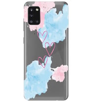 Samsung Galaxy A31 Uyumlu Kalp Desenli Şeffaf Telefon Kılıfı