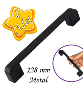 4 Adet Oval Marmara Kulp 128 mm Siyah Mutfak Kulpu Çekmece Dolap Kapak Kulbu Metal  Mobilya Dolabı K.