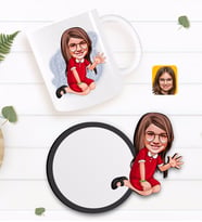 BK Gift Kişiye Özel Kız Çocuk Karikatürlü Beyaz Kupa ve Ahşap Bardak Altlığı Hediye Seti-2