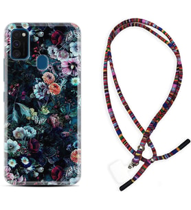 Samsung M21 M22 M23 M30 M31S M32 Kılıf Boyun Asklı Rasta Silikon Great Flowers 1304