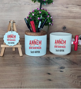 Annem Birtanemsin Hediye Sepeti Kupa Bardak T Kulplu, Kalemlik ve Anahtarlık Anneye Doğum Günü Anneler Günü Hediyesi (Model 1)