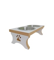 REALWOOD AHŞAP ÇELİK KASELİ KEDİ-KÖPEK MAMA VE SU KABI STANTI