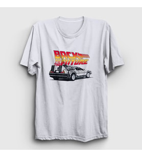 Presmono Unisex Beyaz Delorean Film Geleceğe Dönüş Back To The Future T-Shirt 243003tt