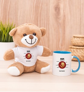 Kişiye Özel Başak Burcuna Hediye Peluş Ayı ve Mavi Kupa