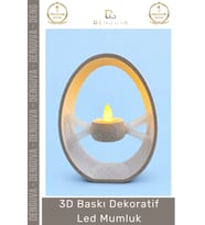 Modern Estetik Ev Hediyesi Ofis Tasarım Led Işıklı Masaüstü 3D Baskı Dekoratif Mumluk - 1 Adet