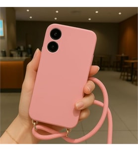 Coverzone Apple iPhone 16 Plus ile Uyumlu ?pli Boyun Ask?l? Silikon K?l?f Kadife ?� Yap?l? Dulcet Epiphany boyun �apraz as?labilen ?pli K?l?f Pembe