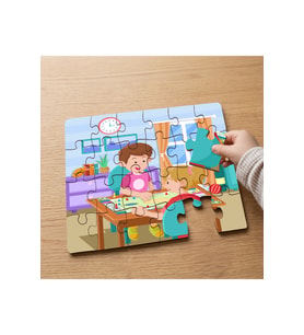 Oyun Oynayan Mutlu Çocuklar Tasarımlı 24 Parça Ahşap Çocuk Puzzle