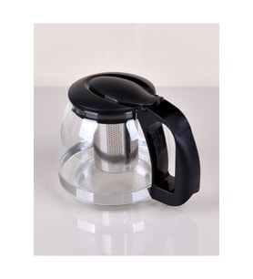 1250 Ml Çelik Süzgeçli Cam Demlik Siyah 8883