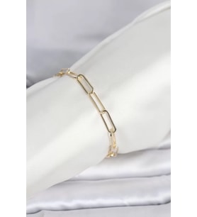 CM 14K Gold Renk Kalın Ataç Zincir Model Kadın Bileklik - TJ-BB8296