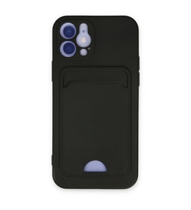 iPhone 12 Kılıf Kelvin Kartvizitli Silikon - Siyah