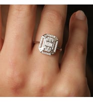 Cartier Model Beyaz Altın Baget Yüzük