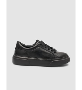 MonaMae %100 Hakiki Deri Siyah Kadın Sneaker