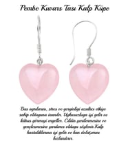 Sertifikalı Kalp Kesim Pembe Kuvars Taşı Doğal Taş Küpe (Çok Renkli)