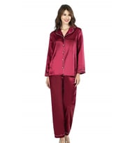 Bordoİkili Saten Gecelik Pijama Takımı 7647