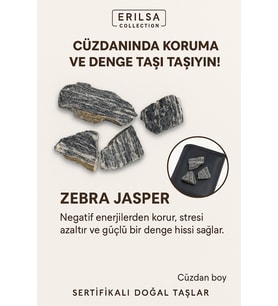Sertifikalı Ham Cüzdan Boy Zebra Jasper Taşı Kütle - Denge, Kararlılık Günlük Koruma Taşı (Çok Renkli)