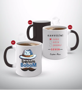 BK Gift Kişiye Özel Benim Babam Tasarımlı Sihirli Kupa Bardak-1 (Beyaz)