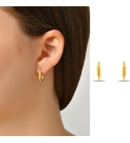 DKMN Gümüş Tırtıklı Oval Biçimli Küpe Kadın Gümüş Küpe (Gold)