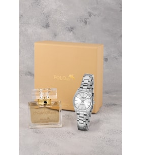 Polo Air Klasik Kadın Kol Saati Ve 55 ml Parfüm Hediyelik Kutusunda Set Gümüş Renk ST-2197S2