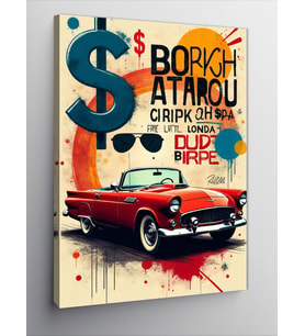 Kanvas Tablo Retro Tarz Klasik Otomobil