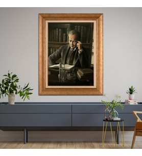 Altın Varaklı Çerçeveli Paspartulu Atatürk Tablo DC1382 (Gold)