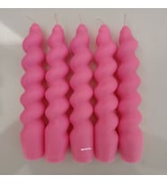 qosrix 5'li Pudra Pembe Italyan Burgulu Şamdan Soya Mumu Doğal Kokulu Uzun Çubuk Konik Burgu Spiral Mum